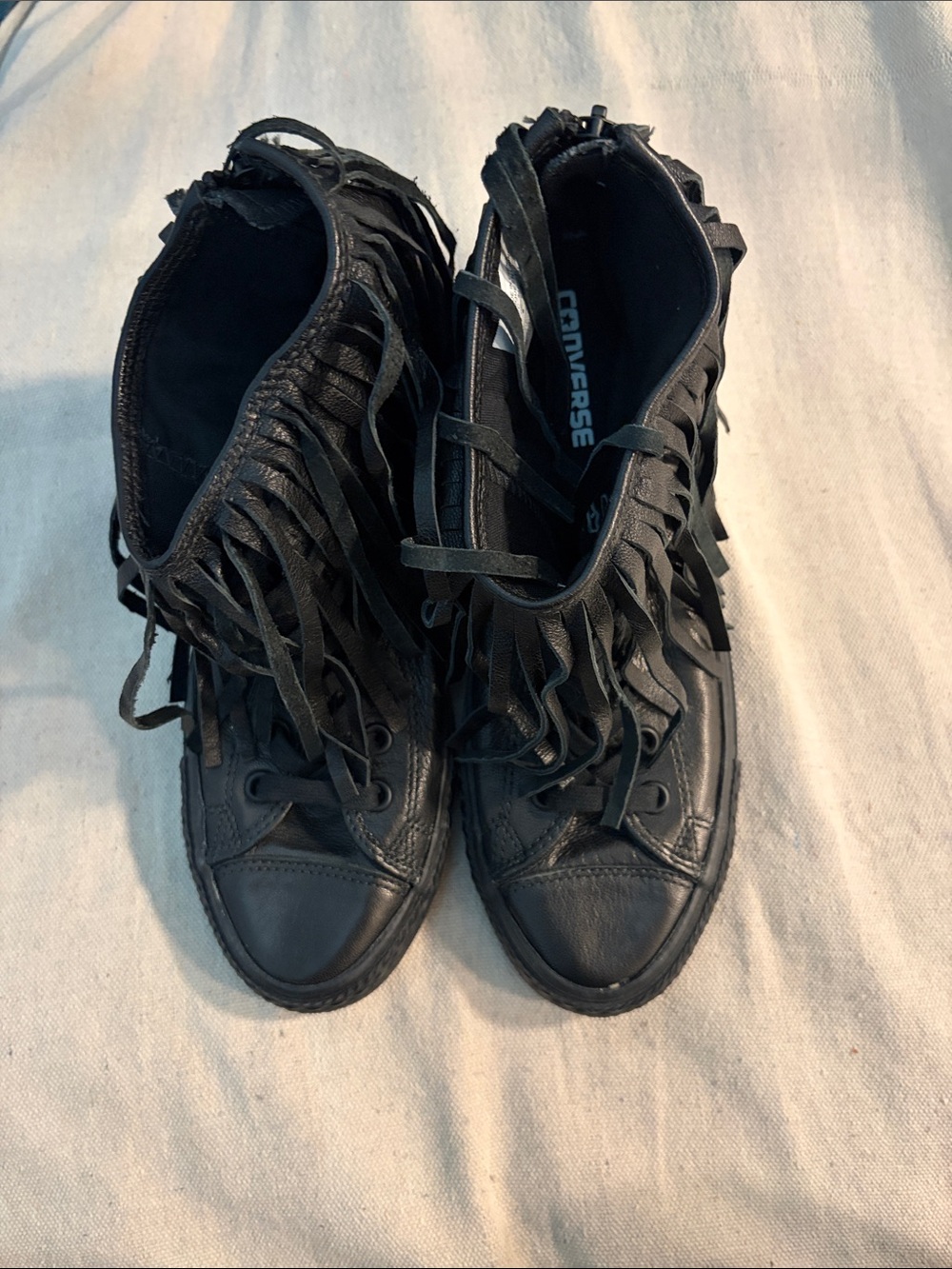 Converse Women’s Black Fringed High-Top Sneakers